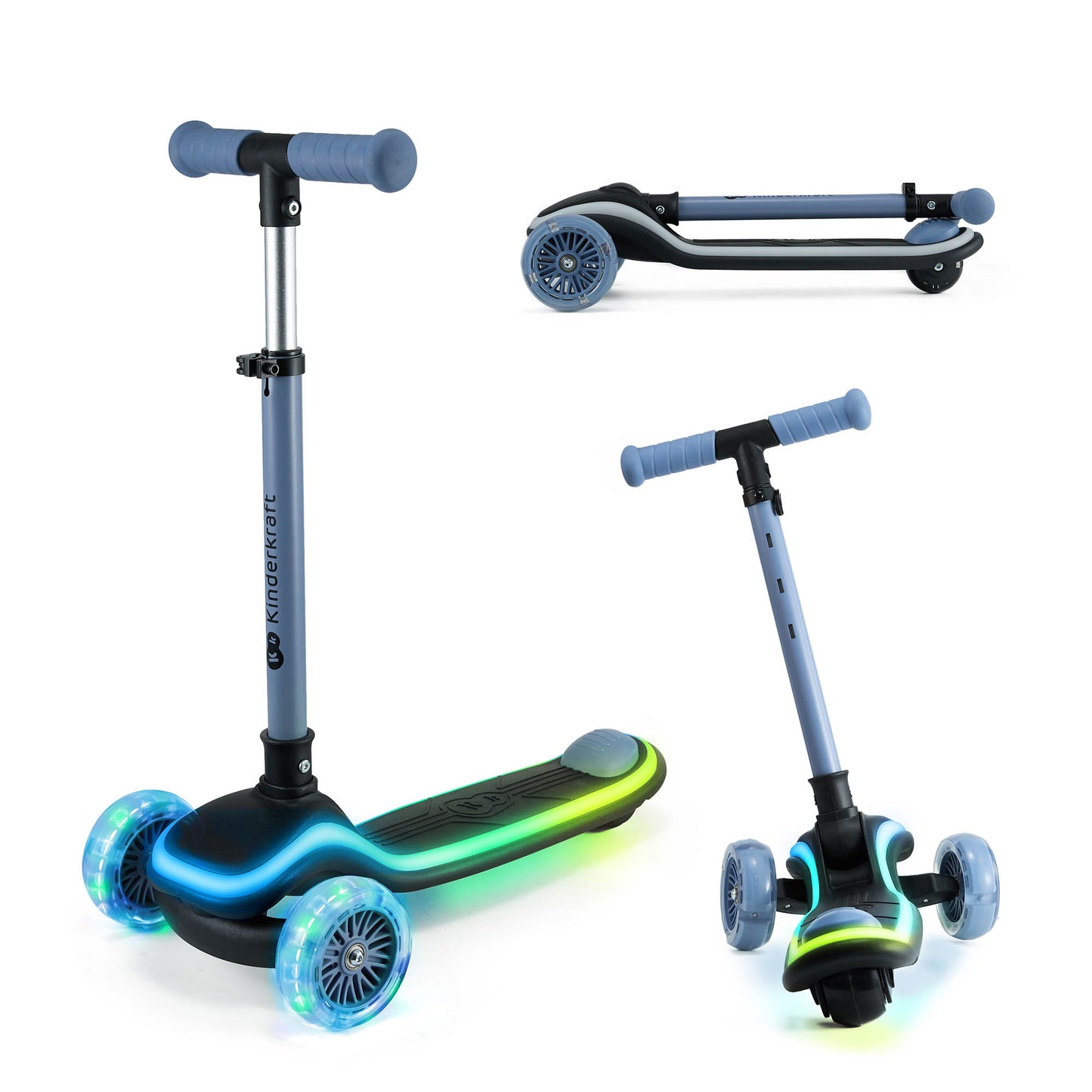 Patinete Infantil RAKET - 3 Ruedas con Manillar Ajustable y Luces LED de Kinderkraft