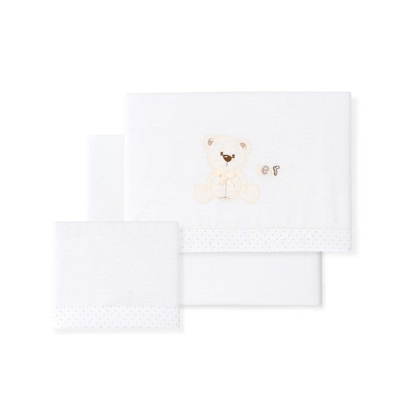 Berço de flanela com laço de urso da Interbaby tríptico