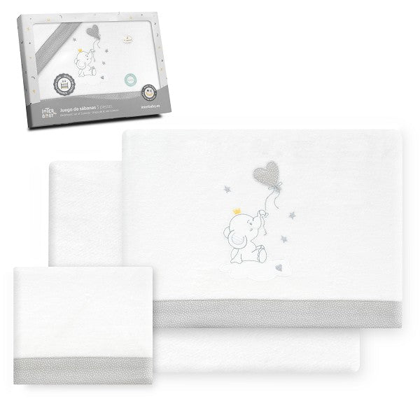 Conjunto de lençóis de berço de flanela Interbaby Elephant