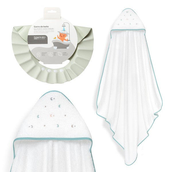 Capa de banho multicolorida estrela e lua Interbaby + touca