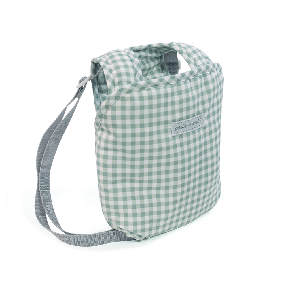 Mochila Portabebe Juguete Tom Vichy Verde Pasito a Pasito