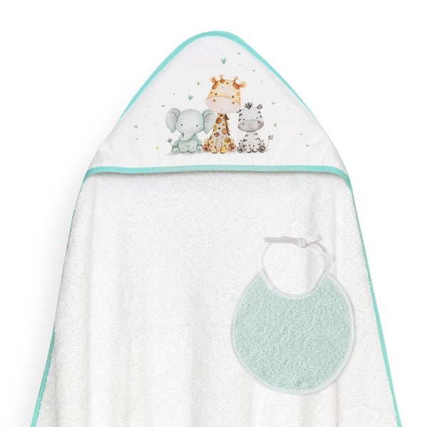 Capa de banho e babador para elefante girafa da Interbaby
