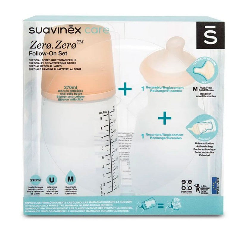 Conjunto de mamadeiras Zero Zero 270ml + refil Suavinex