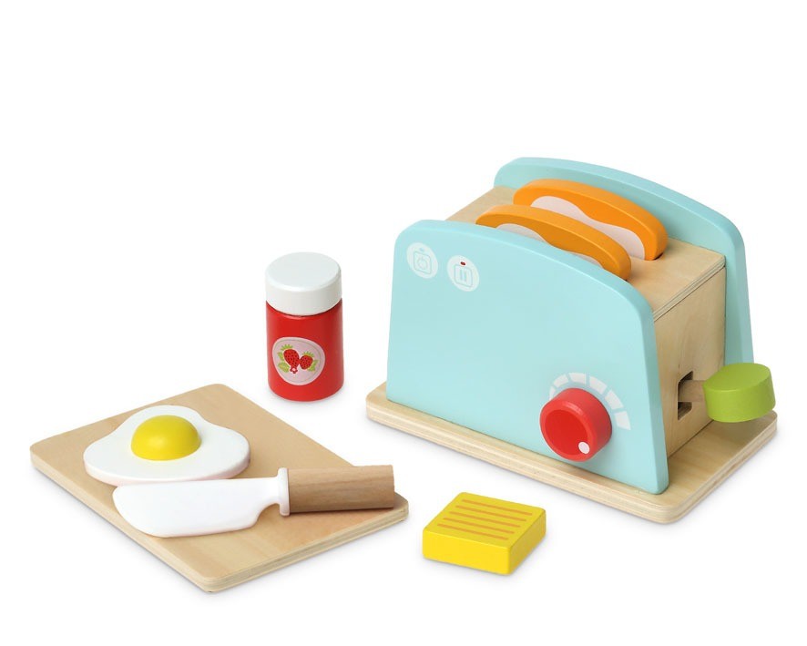 Brinquedo de torradeira de madeira da Kiokids