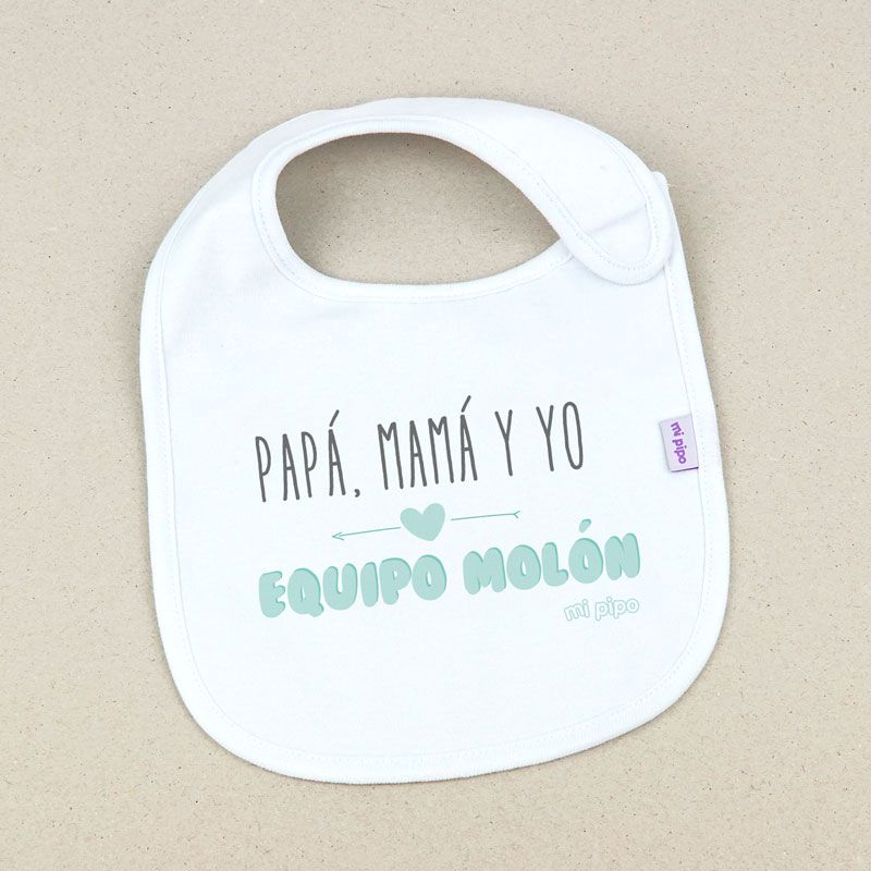Babero Divertido Papá, Mamá y Yo Equipo molón Mi Pipo