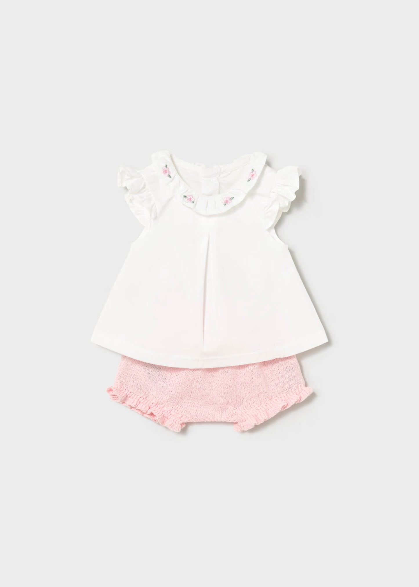 Conjunto cubrepañal y blusa con volantes recién nacida 1288 Mayoral