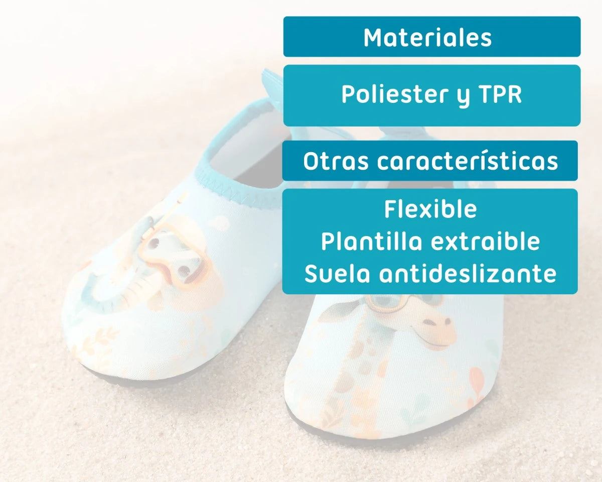 Escarpines de bebé antideslizantes para playa y piscina azul Kiokids