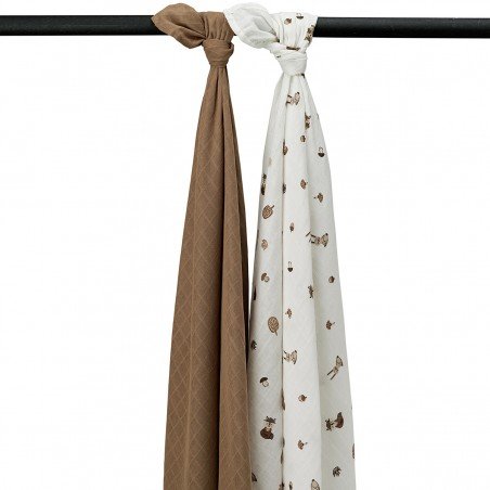 Muselina Grande Pack De 2 120X120 Meforest Animals Toffee Meyco Baby