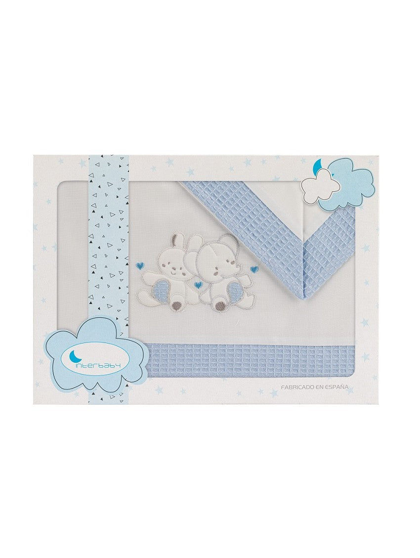Conjunto de lençol para berço Interbaby Elefante Coelho 120x60