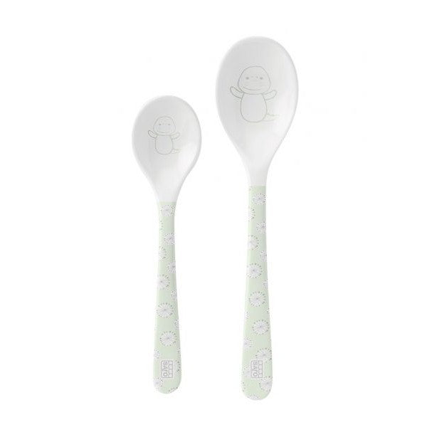 Conjunto de colher de flor grande/pequena verde Saro