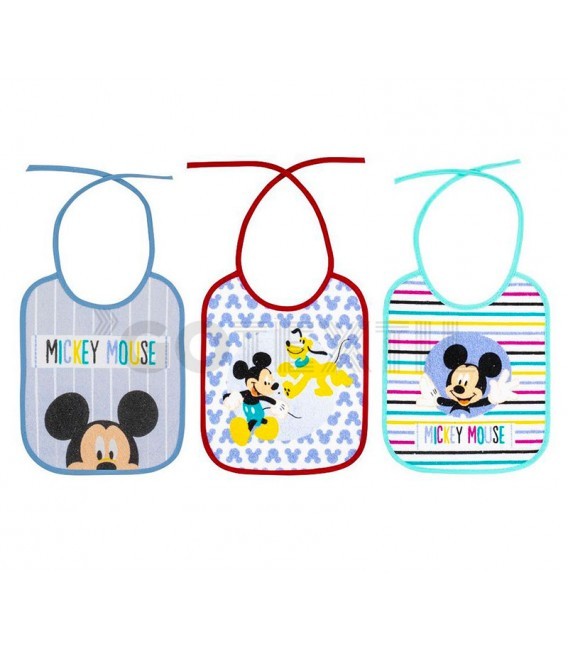 Pacote de 3 babadores Disney Mickey Blue Terry 20x25