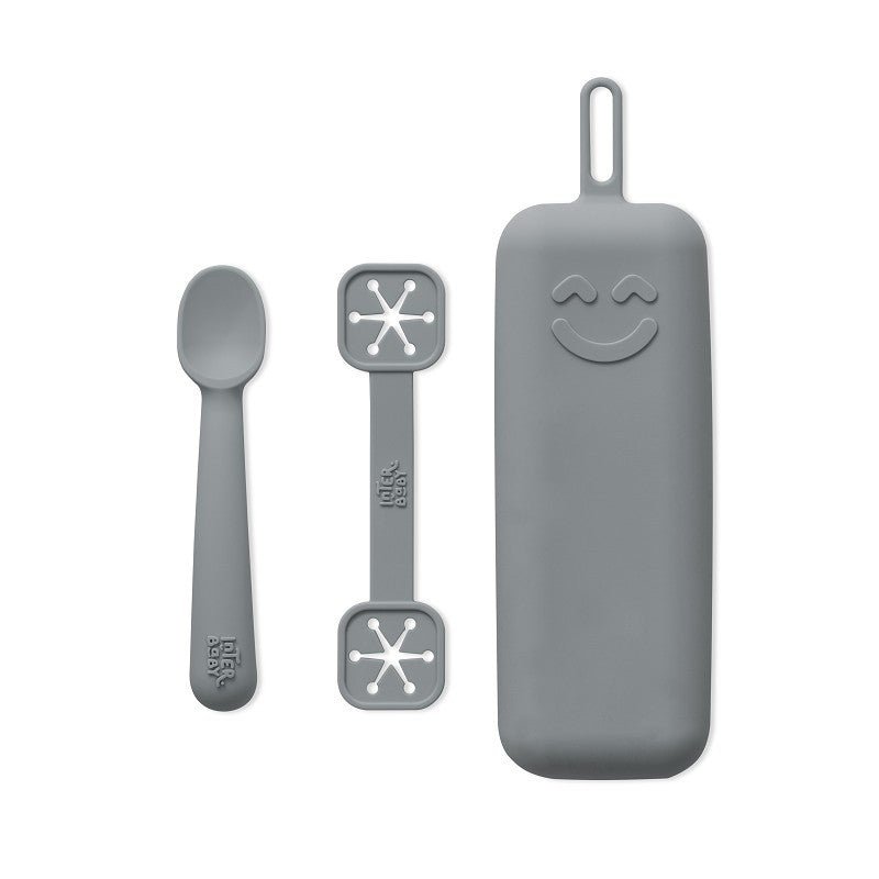 Conjunto porta talheres de silicone Interbaby + porta colher e babador