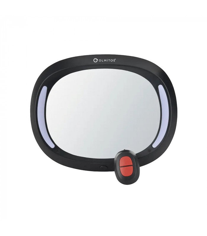 Espejo Retrovisor Redondeado Con Luz Led y Mando de Olmitos