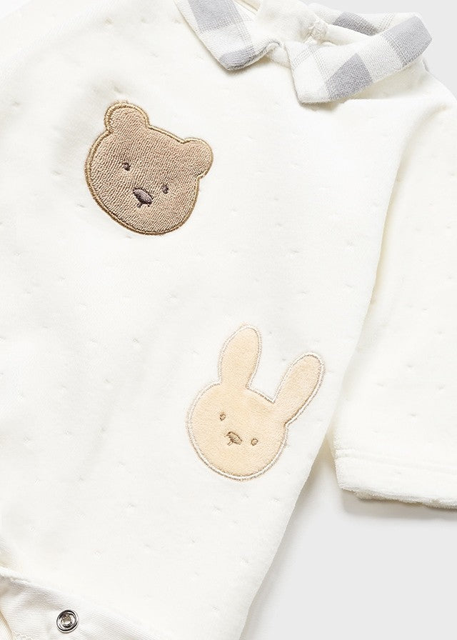 Pijama de malha aveludada Amiguinhos Urso e Coelhinho da Mayoral