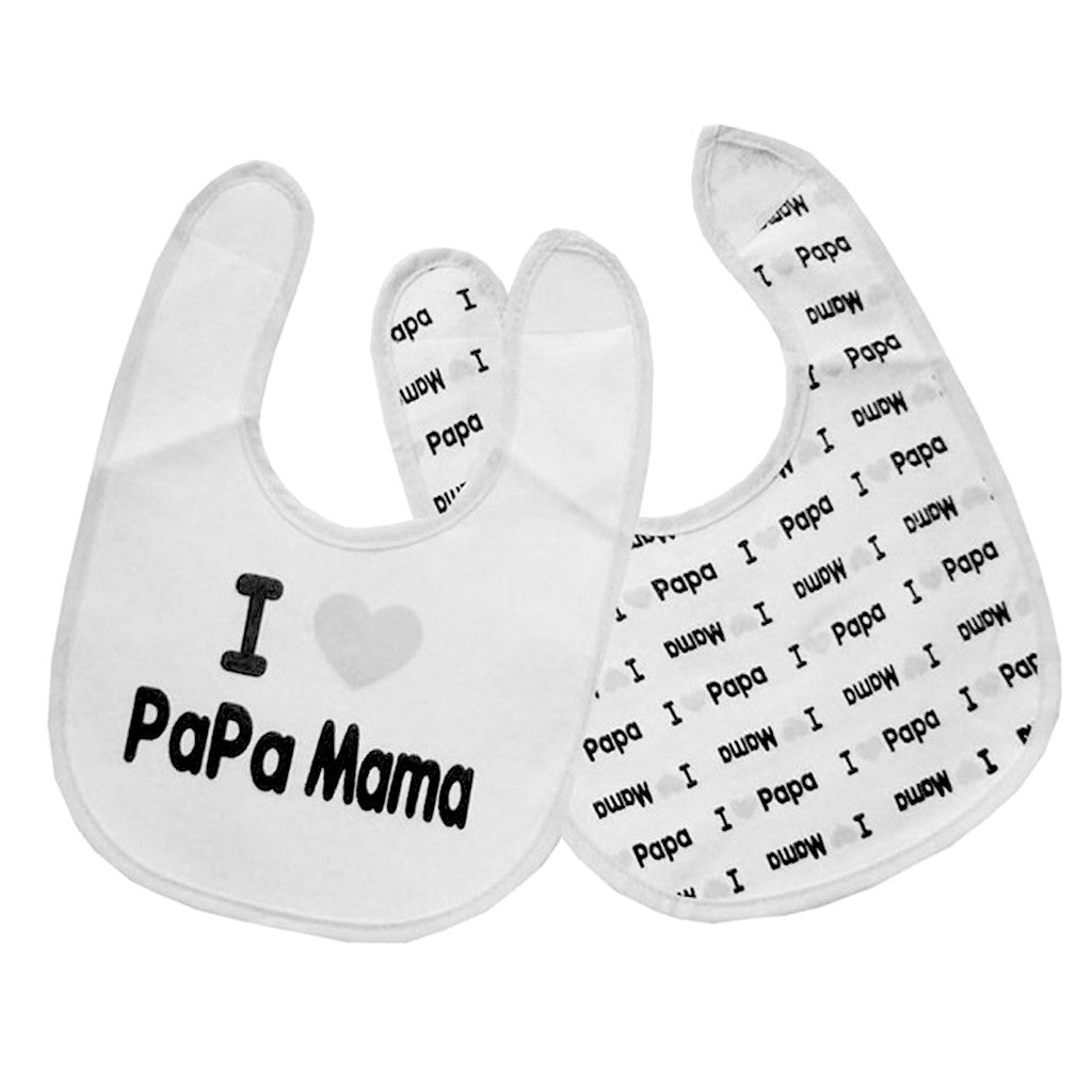 Babero eva y velcro 2 und rosa I love mama&Papa de duffi baby