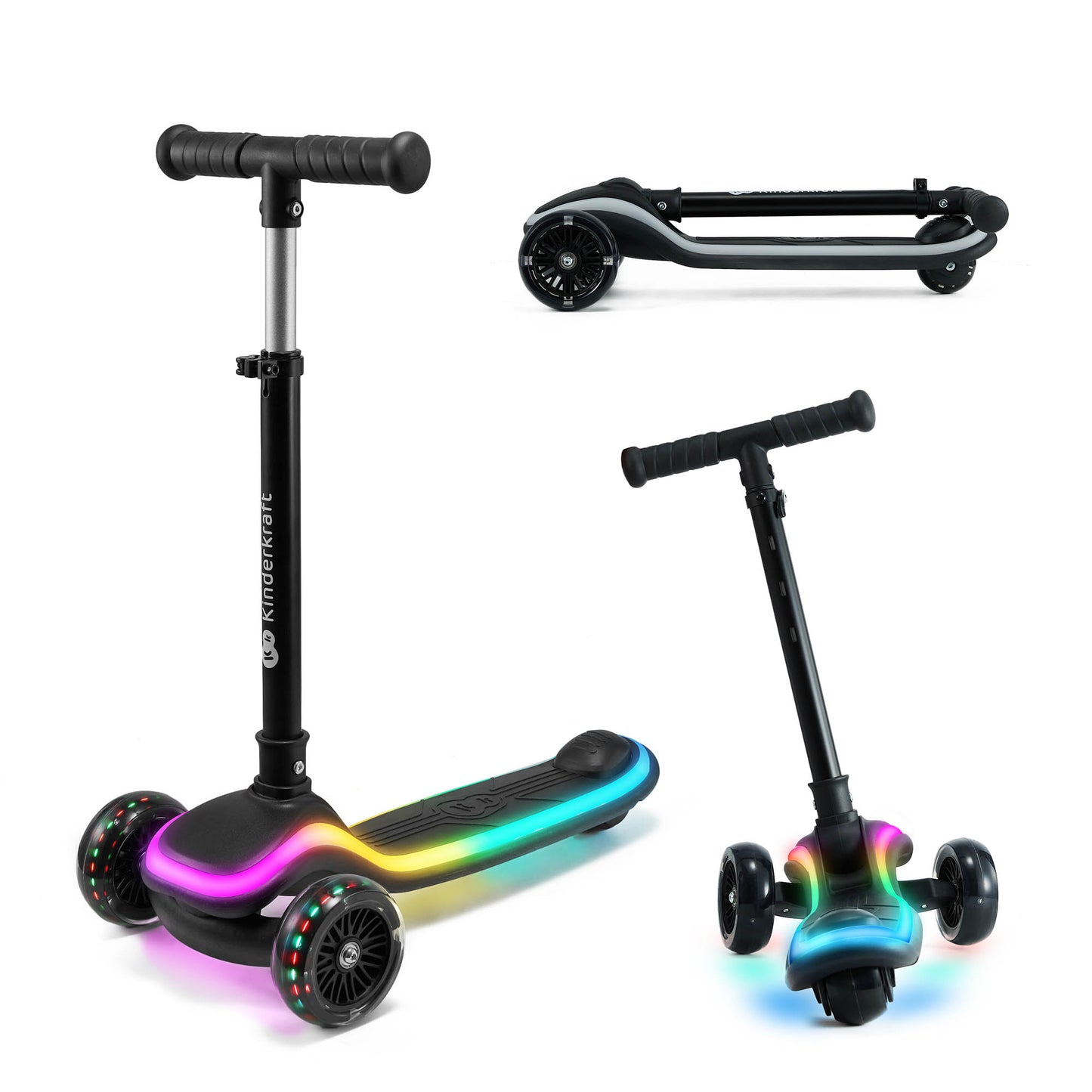 Patinete Infantil RAKET - 3 Ruedas con Manillar Ajustable y Luces LED de Kinderkraft