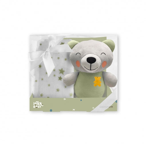 Conjunto de ursinho de pelúcia Interbaby com manta de lã