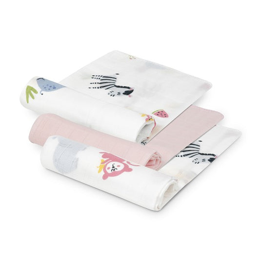 Pacote com 3 compressas de gaze e caracóis de bambu da Interbaby