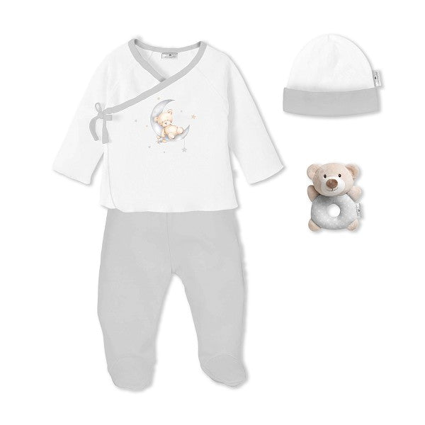 Conjunto de presente de 4 peças Don Algodón com chocalho de urso
