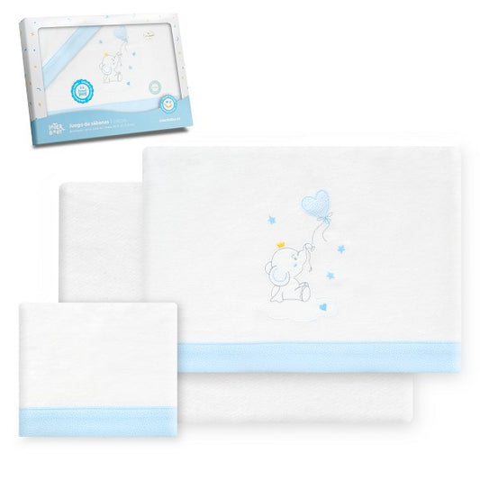 Conjunto de lençóis de berço de flanela Interbaby Elephant