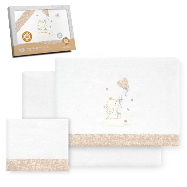 Conjunto de lençóis de berço de flanela Interbaby Elephant