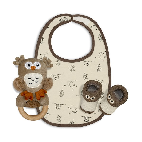 Conjunto de presente de coruja de 3 peças Interbaby