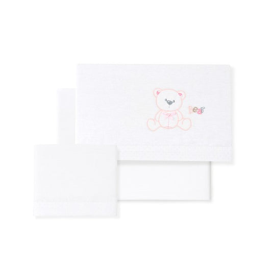 Berço de flanela com laço de urso da Interbaby tríptico