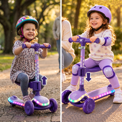 Patinete Infantil 2 en 1, con Asiento Abatible, Luces, Lily de Twinly