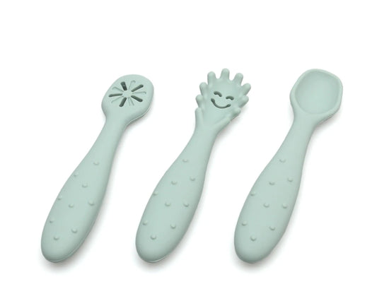 Conjunto de talheres de silicone para aprendizagem Kiokids