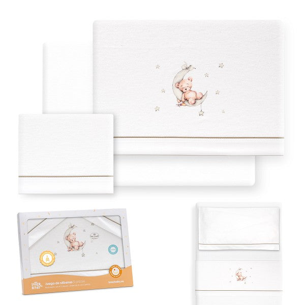 Tríptico Minicuna Franela Oso Luna Estrellas de Interbaby