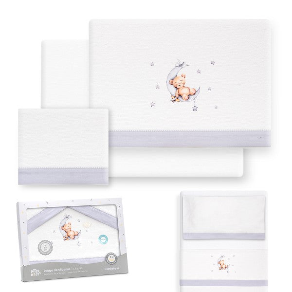 Tríptico Minicuna Franela Oso Luna Estrellas de Interbaby