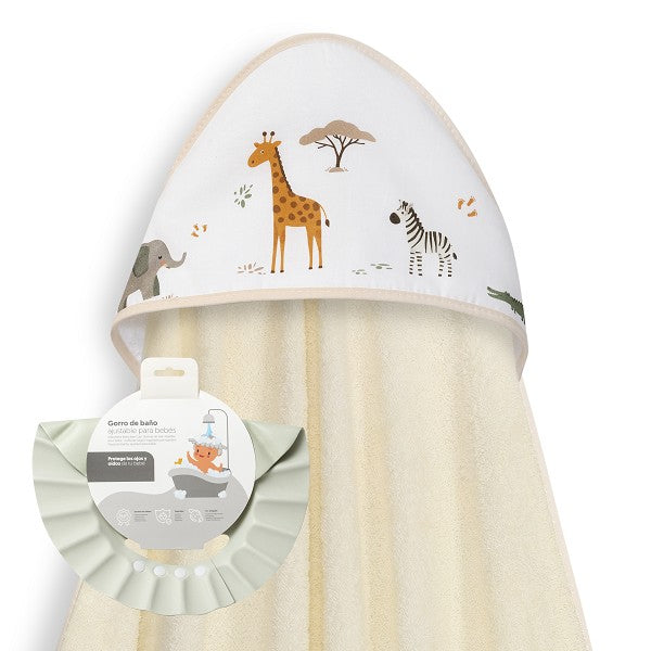 Capa Baño Jirafa Savanna + Gorro de Interbaby