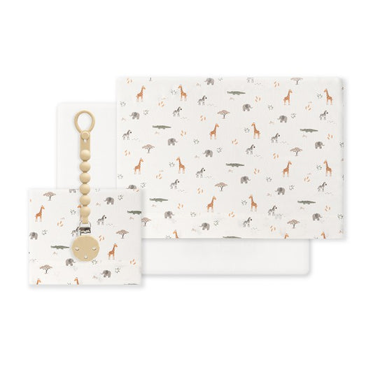 Sábanas Cuna 100% Algodón Savanna + Chupetero de Interbaby