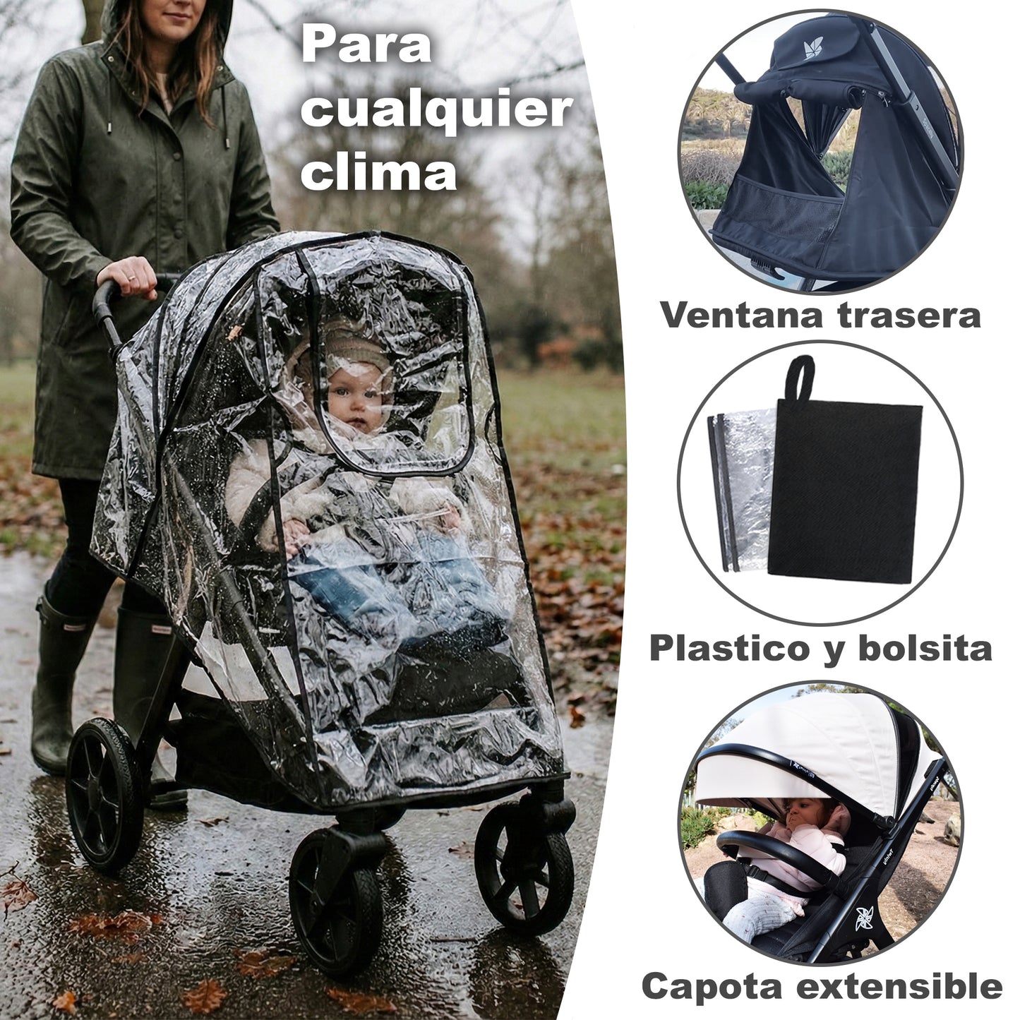 Carrinho de bebê Twinly Spacely com capuz dobrável XXL, 22 kg 