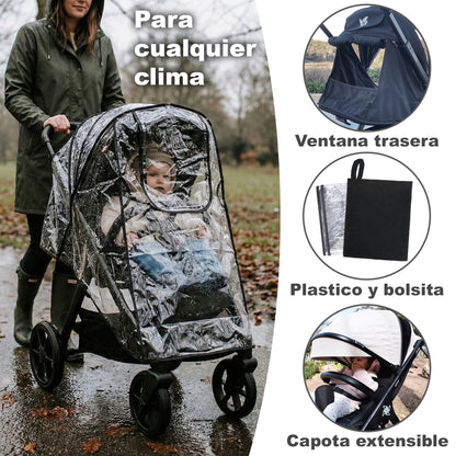 Carrinho de bebê Twinly Spacely com capuz dobrável XXL, 22 kg 