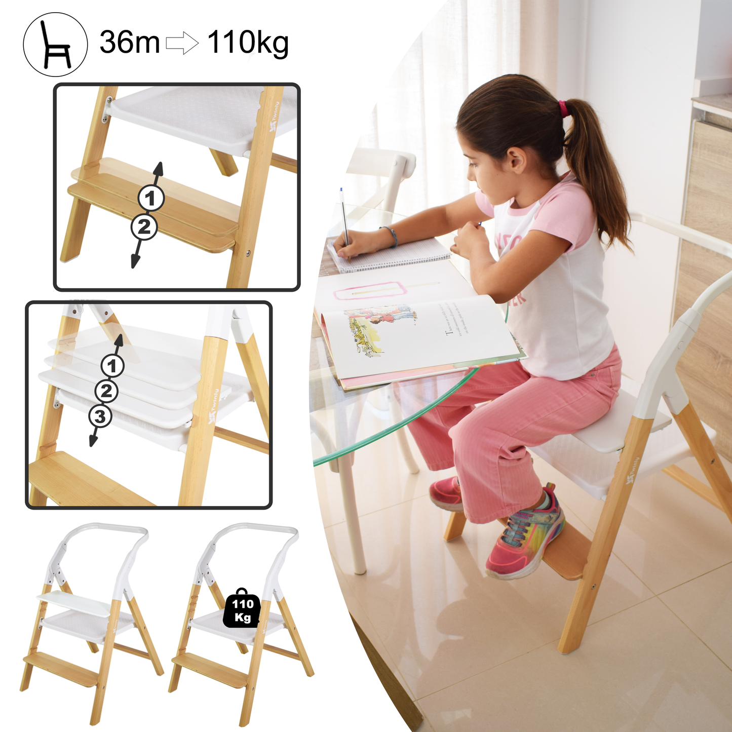 Cadeira alta multifuncional Alaia 5 em 1 da Twinly 