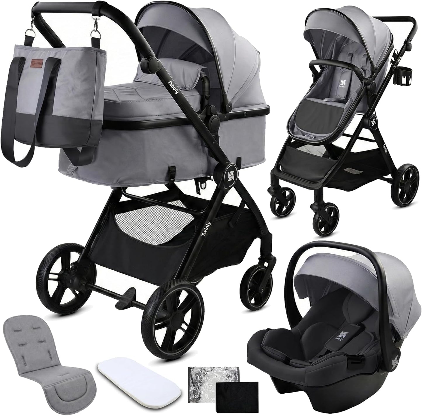 Cochecito Convertible Bebé 3 en 1 Fabuly con silla de coche i-size de Twinly