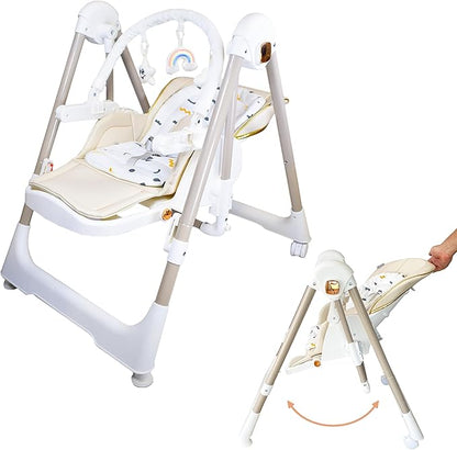 Cadeira alta multifuncional 3 em 1 Twinly Movity Pro com balanço e cadeira de balanço