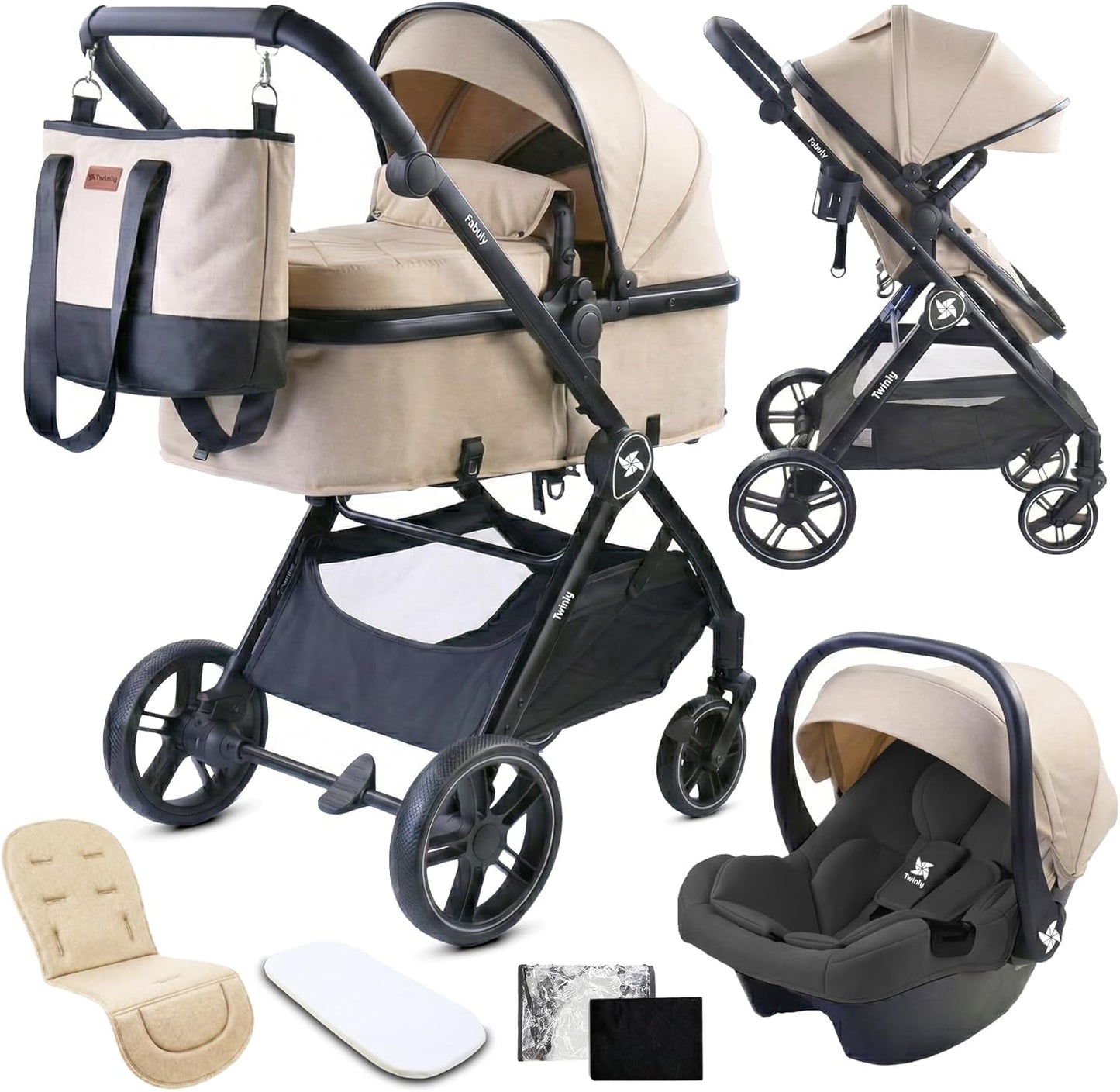 Cochecito Convertible Bebé 3 en 1 Fabuly con silla de coche i-size de Twinly