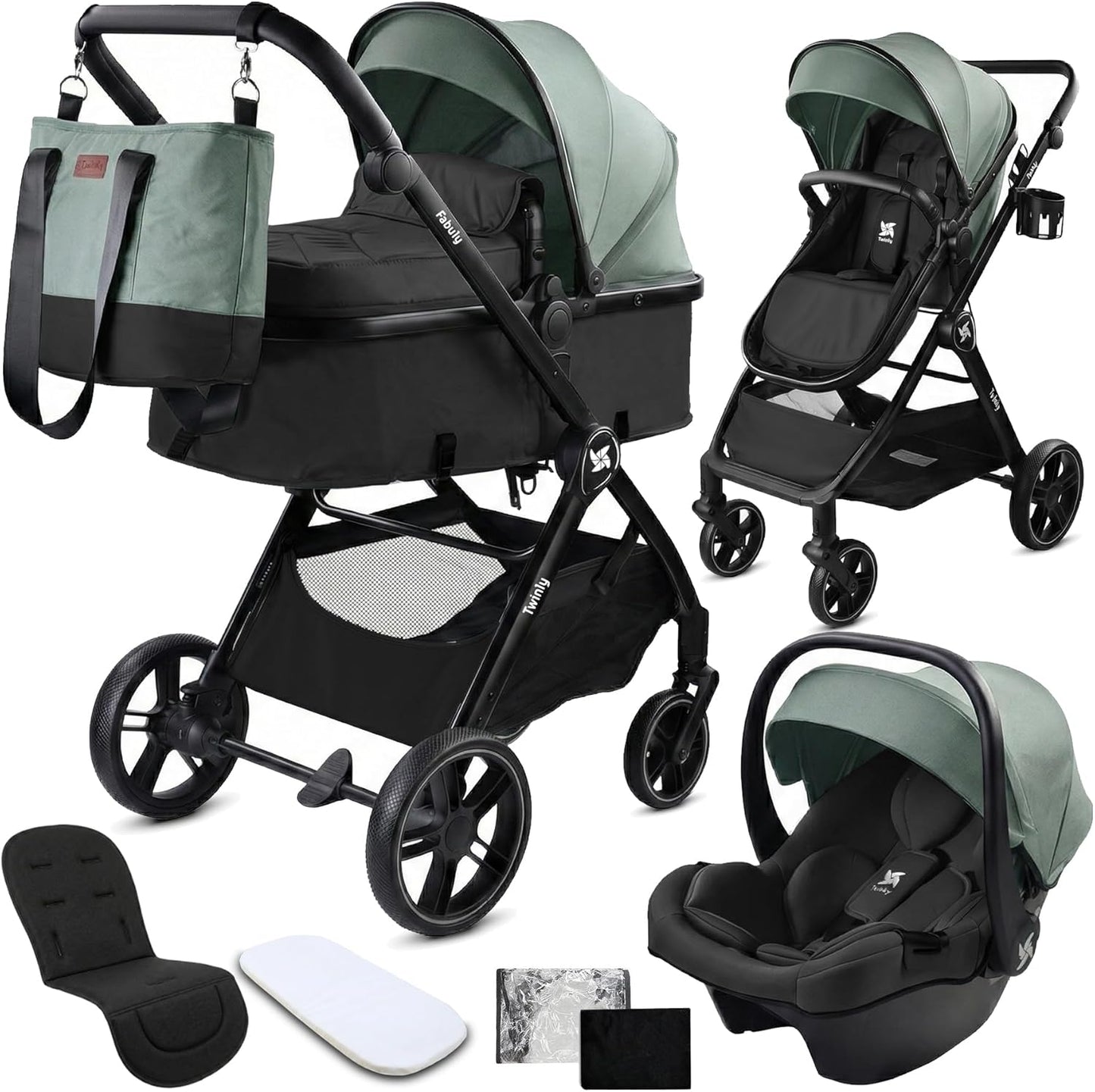 Cochecito Convertible Bebé 3 en 1 Fabuly con silla de coche i-size de Twinly