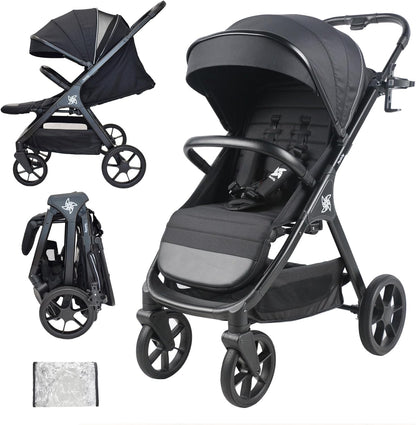 Carrinho de bebê Twinly Spacely com capuz dobrável XXL, 22 kg 