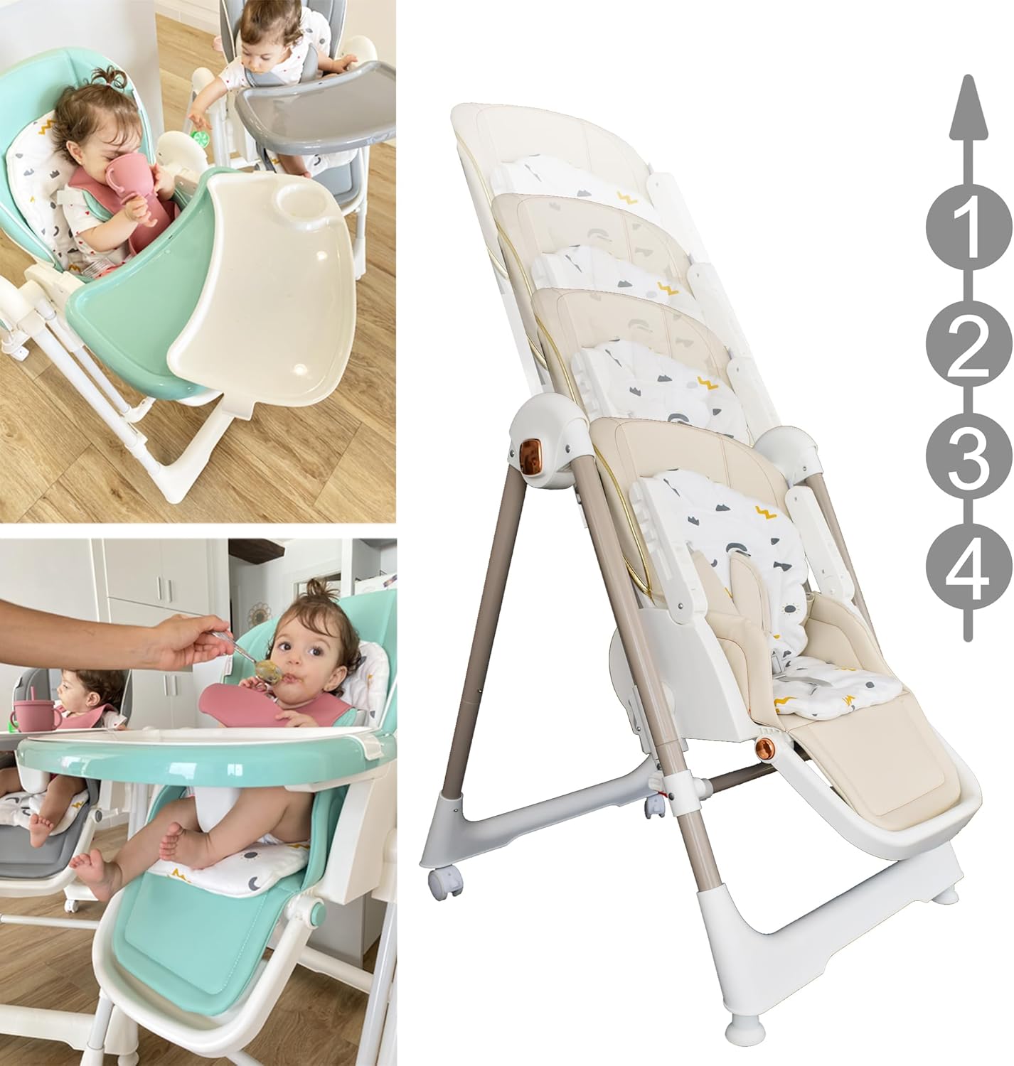 Cadeira alta multifuncional 3 em 1 Twinly Movity Pro com balanço e cadeira de balanço