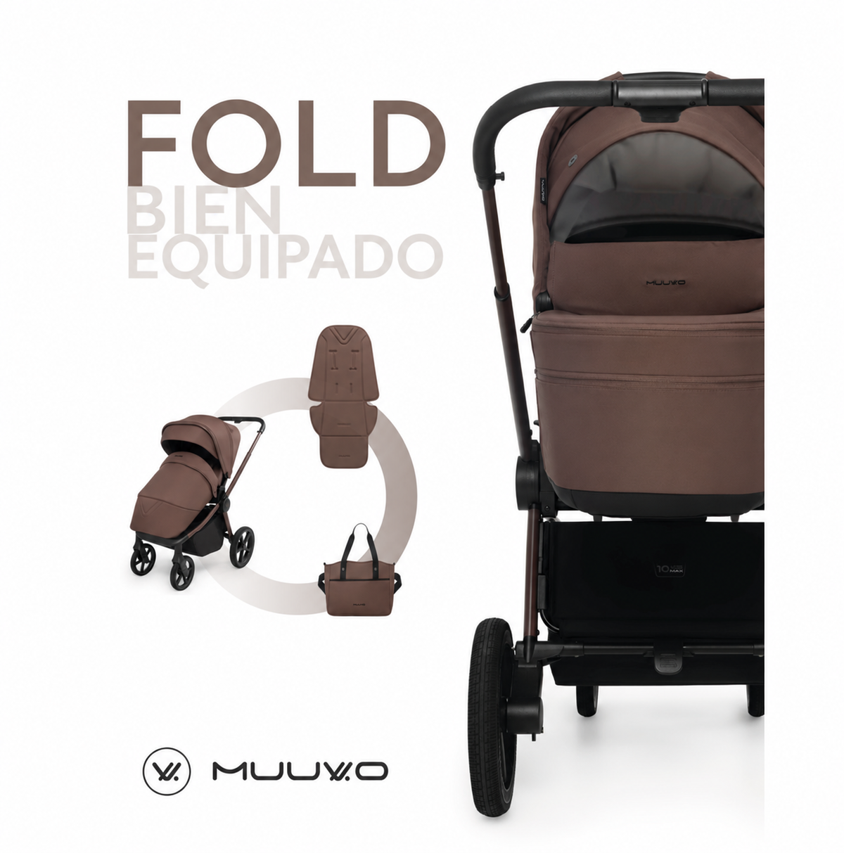 Duo Cochecito Fold Con Capazo Plegable de Muuvo
