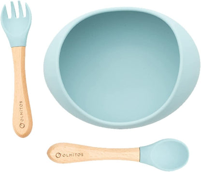 Talheres de silicone de 3 peças com ventosas BY OLMITOS 