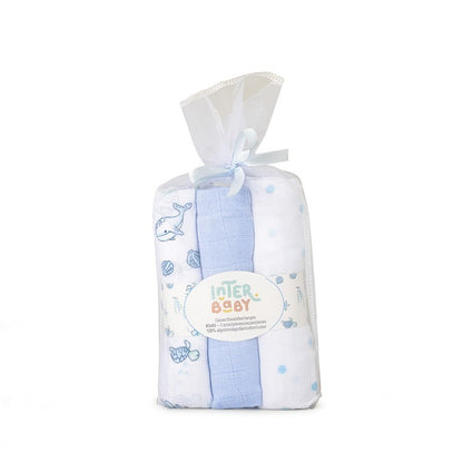 Pack 3 und Gasas Algodón Fondo Marino de Interbaby