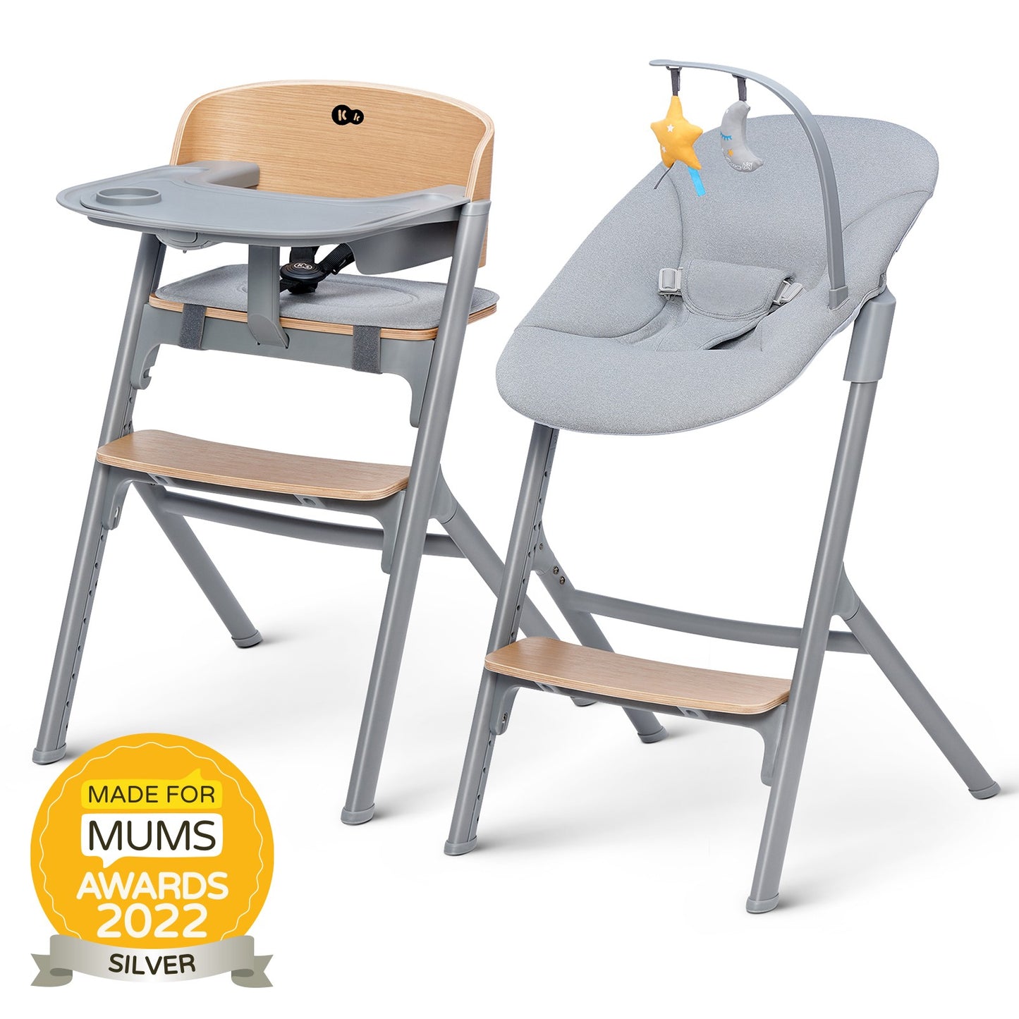 Cadeira alta para bebê + rede Livy Calmee da Kinderkraft 