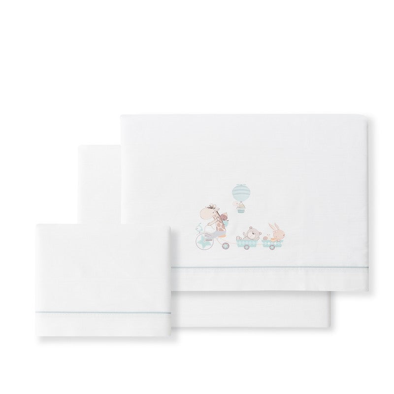 Tríptico de berço Girafa 100% algodão + prendedor de chupeta da Interbaby