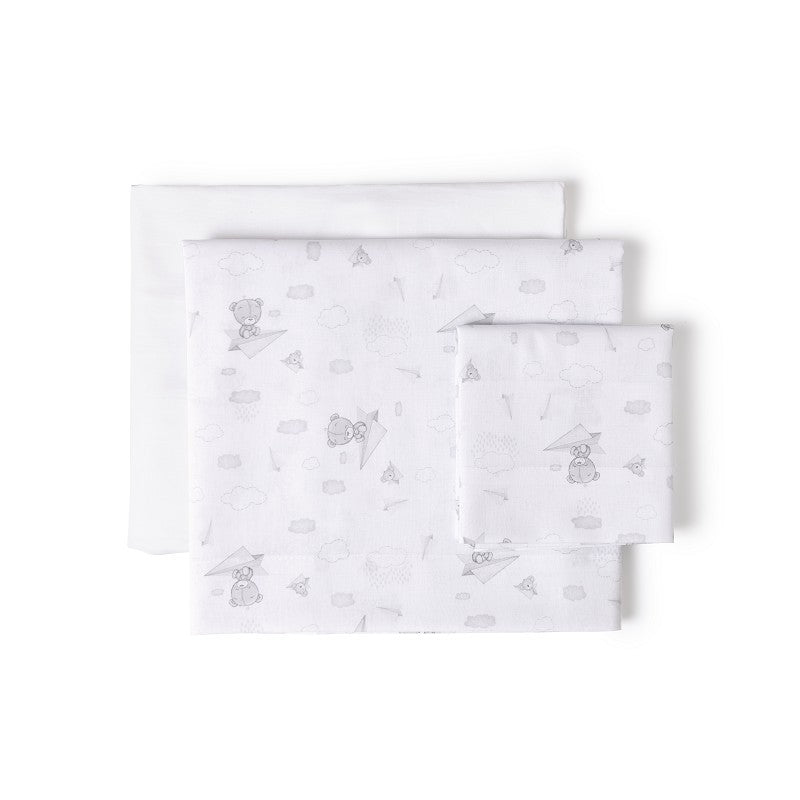 Berço Tríptico 100% algodão Avião de Papel + Chupeta Interbaby