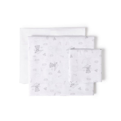 Berço Tríptico 100% algodão Avião de Papel + Chupeta Interbaby