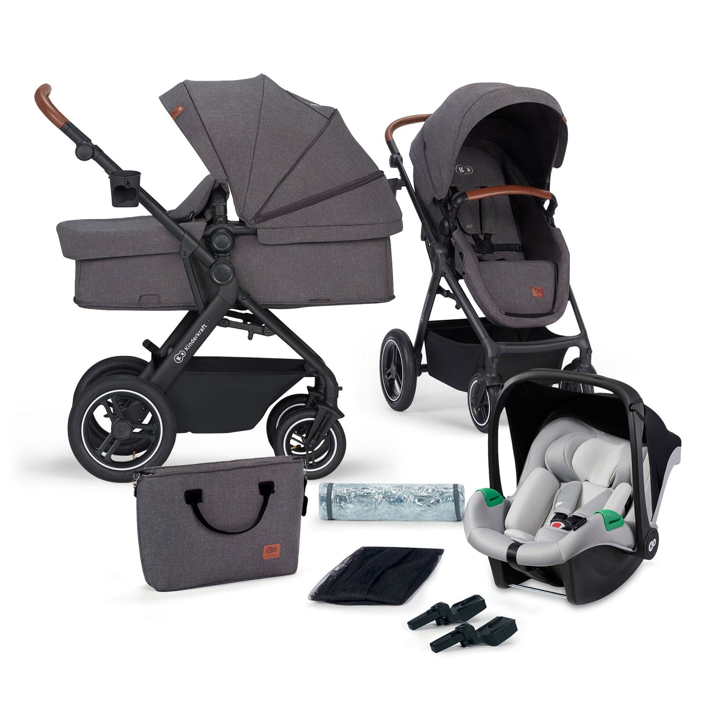 Carrinho de bebê Kinderkraft 3 em 1 B-TOUR com Mink PRO, carrinho desde o nascimento até 22 kg, com cadeirinha